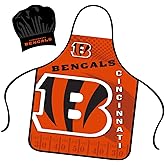 Mojo Licensing Cincinnati Bengals Apron Chef Hat Set Full Color Universal Size Tie Back Grilling Tailgate BBQ Cooking Host
