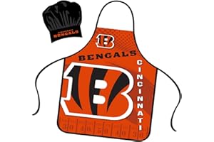 Mojo Licensing Cincinnati Bengals Apron Chef Hat Set Full Color Universal Size Tie Back Grilling Tailgate BBQ Cooking Host