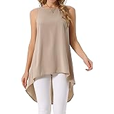 Seta T Women's High Low Tops Casual Sleeveless Blouse Crewneck Asymmetrical Loose Shirt Summer Top