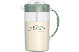 Dr. Brown's Baby Formula Mixing Pitcher with Adjustable Stopper, Locking Lid, & No Drip Spout, 32oz, BPA Free, Olive