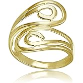 Hoops & Loops Sterling Silver High Polished Open Wrap Swirl Fashion Ring
