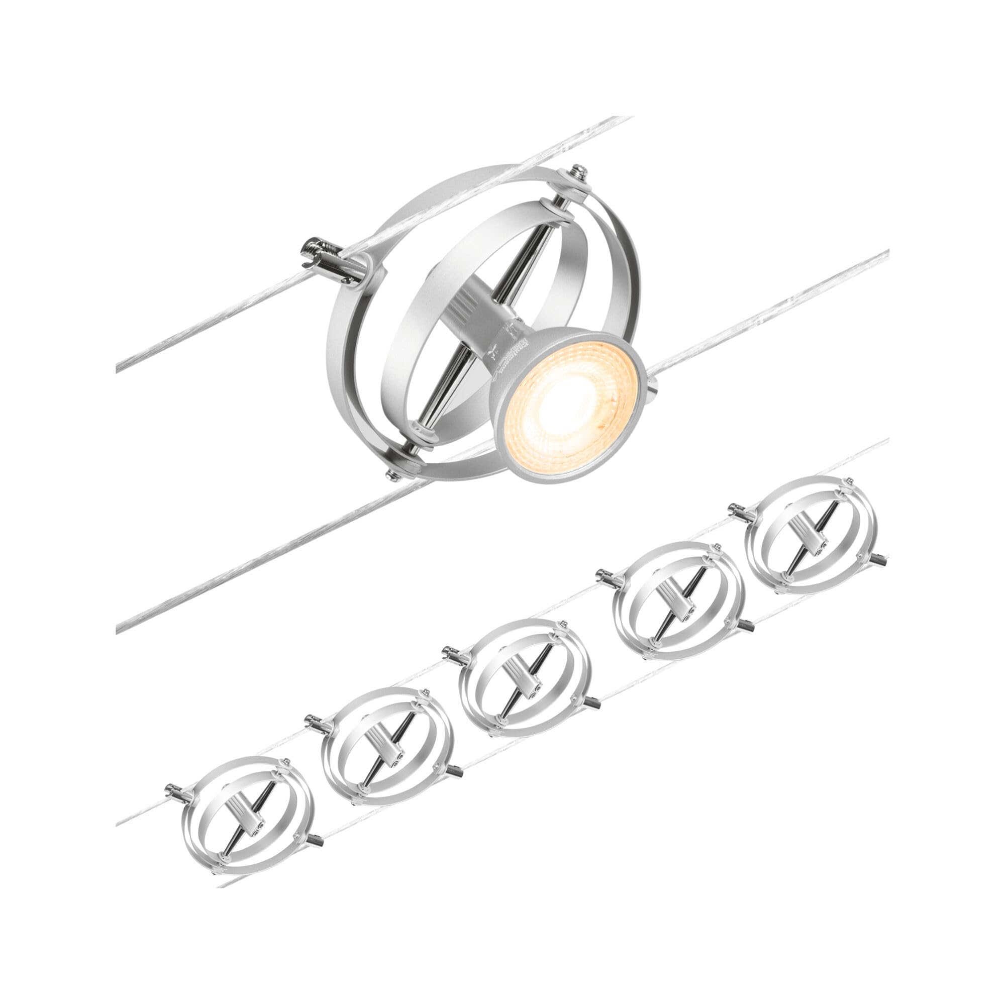 Paulmann 94436 CorDuo Lighting Set - Cardan DC, Max 5 x 10 Watt Extendable Wire Cable System Matt Chrome Plastic GU5.3