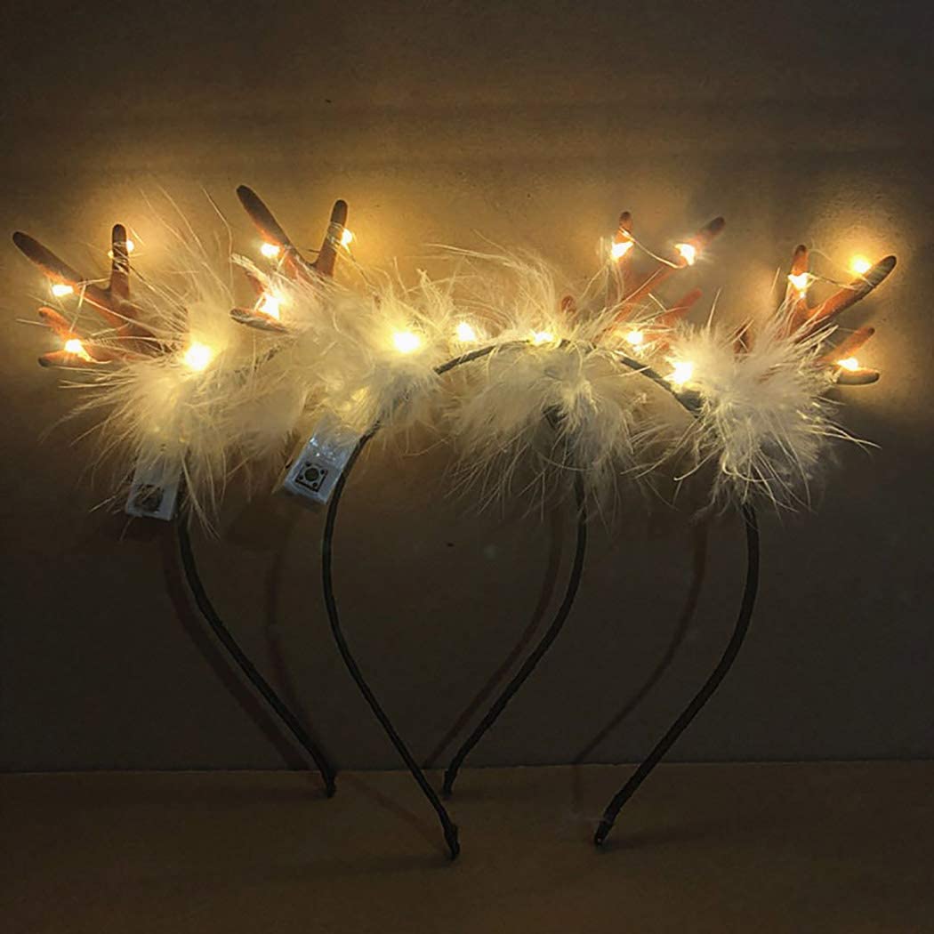 Prosy 2PCS LED Flower Light up Antlers Headbands Glowing Headband Christmas Hair Bands Party Decorative for Women and Girls (Multicolor 4)