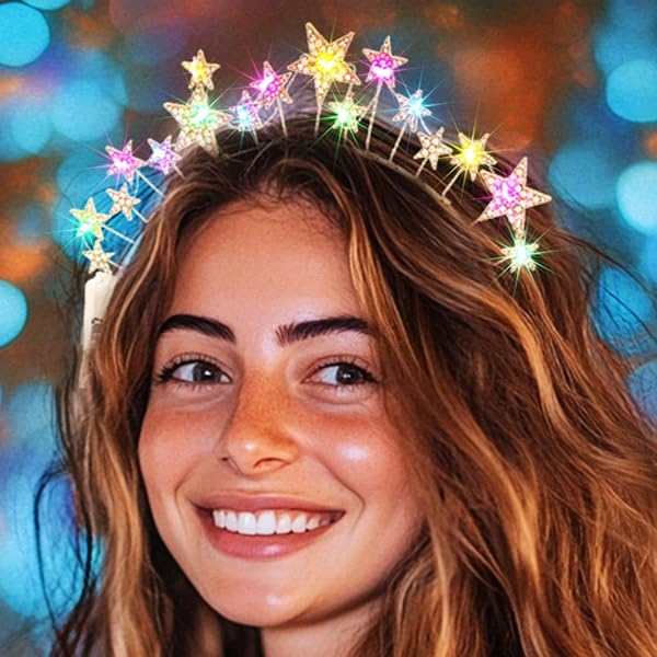 Light Up Beaded Crown Headband Silver Bridal Pearl Glow Costume Prom Accessory Amazon.com: JEAIRTS Light Up Beaded Crown Headband Silver  main image 2