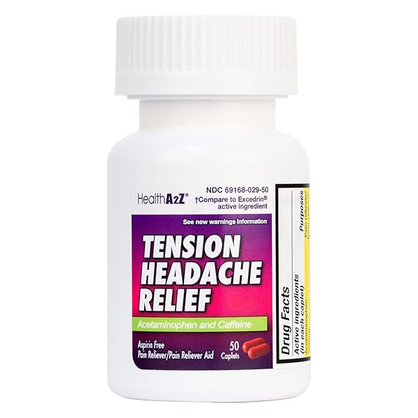 HEALTHA2Z® TENSION HEADACHE RELIEF | ACETAMINOPHEN 500MG | CAFFEINE 65MG | PAIN RELIEVER AID | ASPIRIN FREE (50 CAPLETS (PACK OF 1))
