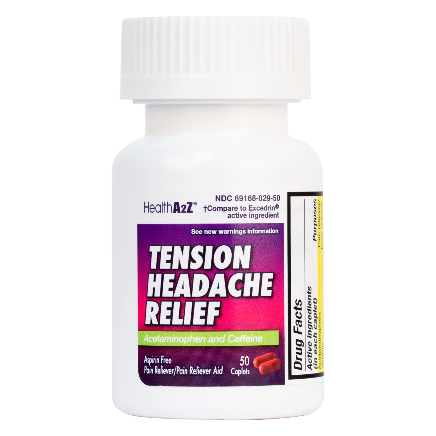 Photo 1 of ***********EXP  01 \ 26**********HealthA2Z® Tension Headache Relief | Acetaminophen 500mg | Caffeine 65mg | Pain Reliever Aid | Aspirin Free (50 caplets (Pack of 4))