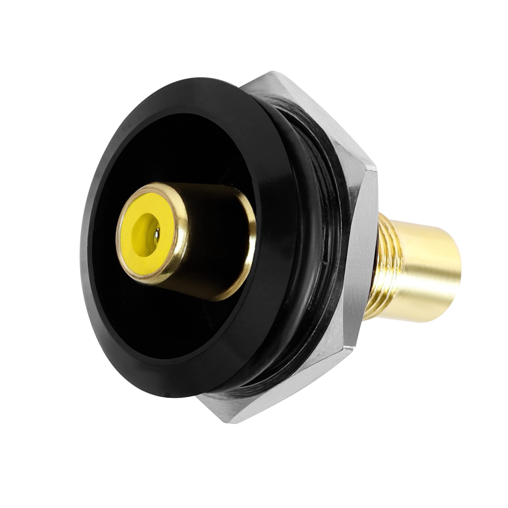 QIANRENON Gold Plated RCA Embedded Threaded Fixed Adapter, RCA Female to Female Panel Mount AV Connector, for Audio,Video,TV,Phono,Speaker,RCA Cable,Amplifier, Yellow