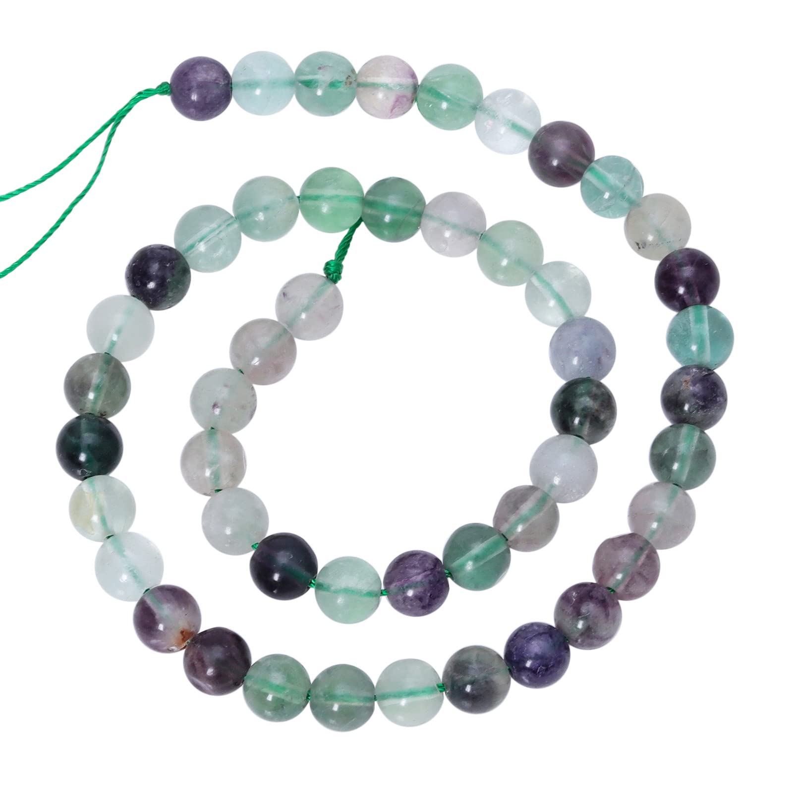Nupuyai Fluorite 8mm Round Crystal Stone Beads for Jewelry Making DIY Bracelet Necklace, Polished Stone Loose Beads Strand 15"