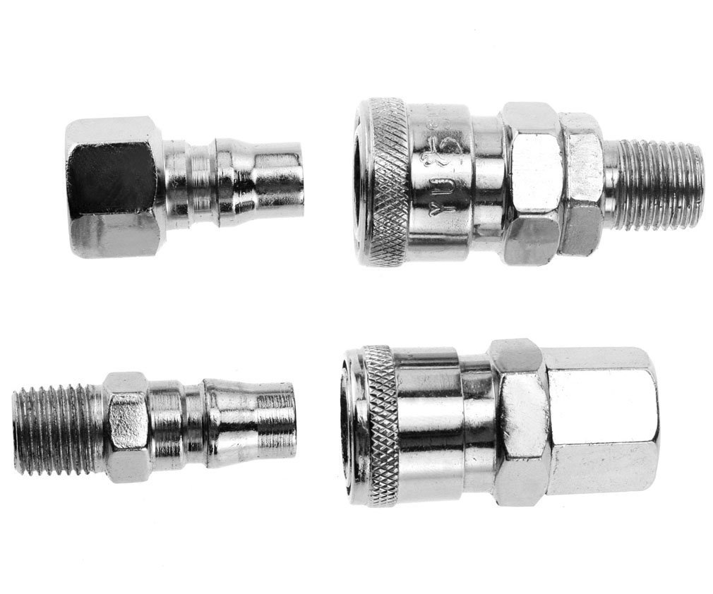4 pc 1/4" BSP Air Line Hose Fittings Quick Release Coupler Bayonet Connectors Male Female