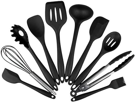 Amazon Co Jp Anpi 調理ツール 収納簡単 携帯便利 安全 料理 クック シリコン 無害 キッチン クッキング用品 キッチンツール 調理器具 十点セット ブラック ホーム キッチン