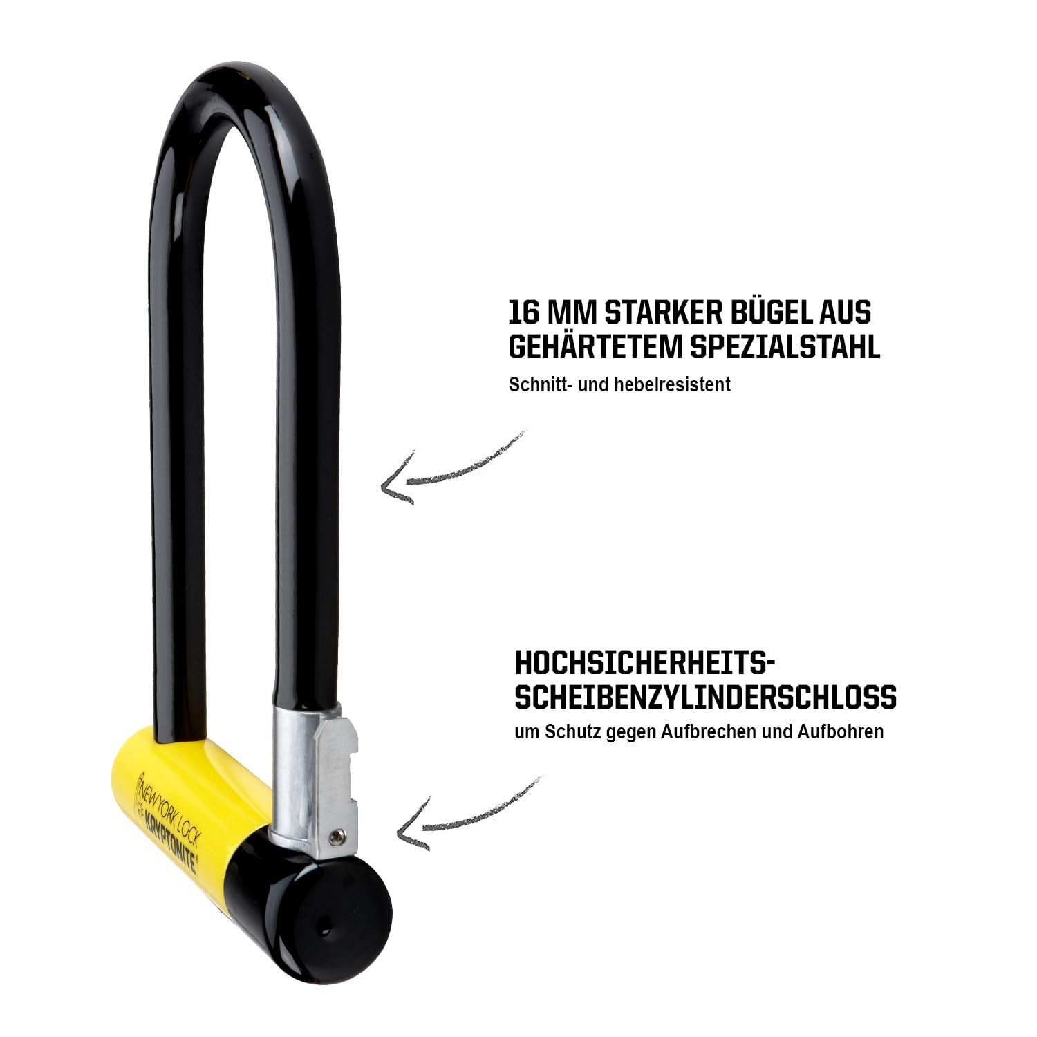 Kryptonite New York Standard Bügelschloss - Sicherheitsgrad 9/10, Anti-Diebstahl Fahrradschloss Hohe Sicherheit mit Transporthalterung und 3 Schlüsseln - 10,2 cm x 20,3 cm 3