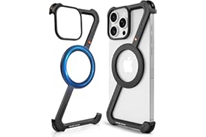 OATSBASF Minimalist Phone Case Compatible with iPhone 16 Pro 6.3", [Compatible with Magsafe] Aluminum Metal Frameless Design Bumper Z Case, Protective Shock Grade Shell, Black