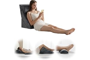 Qirroboni 3PCS Orthopedic Bed Wedge Pillow Set, Adjustable Pillows for Neck Back and Leg Pain Relief Comfortable & Post Surgery Foam- Heartburn Anti Snoring Acid Reflux & GERD Sleeping Charcoal Grey