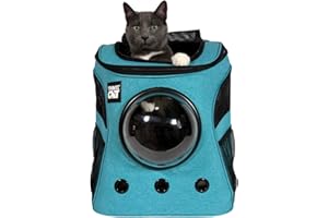 THE FAT CAT Fat Cat Backpack Carrier - Airline Approved Cat Carrier with Space Capsule Bubble for for Small Cats, Kitten - Premium Aqua Cat Carrier Backpack for Outdoor, Travel, Hiking, Pet Supplies
