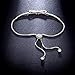 Bella Lotus Cute Bowknot 18k White Gold Plated Charm Bracelet Diamond CZ Paved, 2 Colors