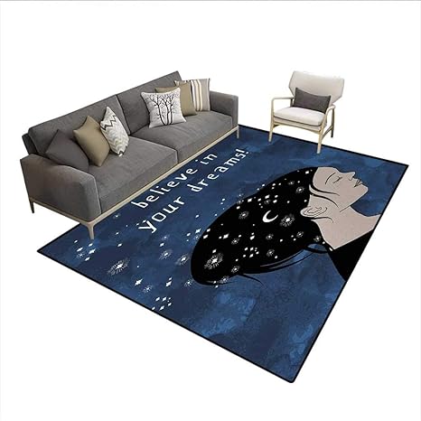 Amazon Com Floor Mat Portrait Of Woman With Dark Hair And