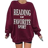 Weripoah Reading Is My Favorite Sport Sweatshirt Bookish Gifts for Women Book Lovers Sweatshirts Teacher Graphic Pullover