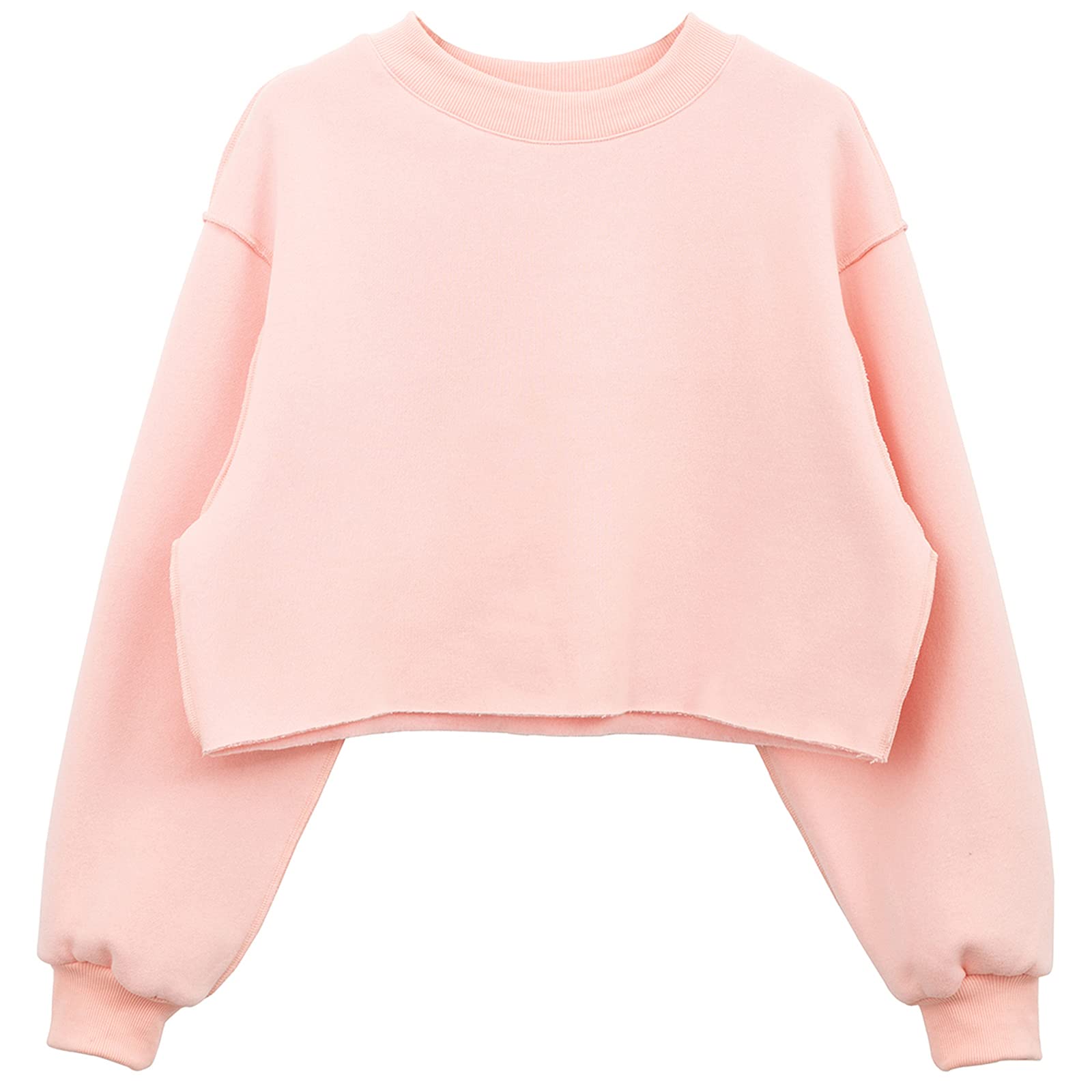  Women Pullover Cropped Sweatshirts Long Sleeves