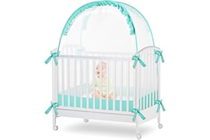 YAVIL Baby Crib Tent Net to Keep Baby from Climbing Out, Baby Safety Tent Toddler Canopy Netting Falls and Mosquito Bites with Breathable Mesh & Pack N Play Tent(Green, Twin Size)