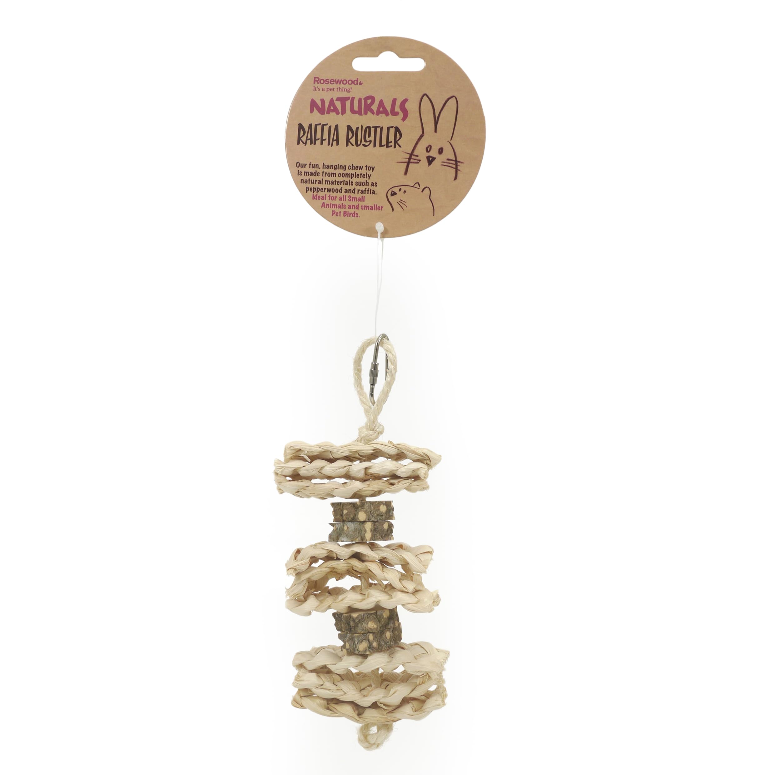 Rosewood Naturals Raffia Rustler, Small Animal Activity Toy, Natural Materials Hand Woven for Rabbits, Guinea Pigs, Chinchillas, Degus, Hamsters, Gerbils, Mice, Rats and Smaller Pet Birds