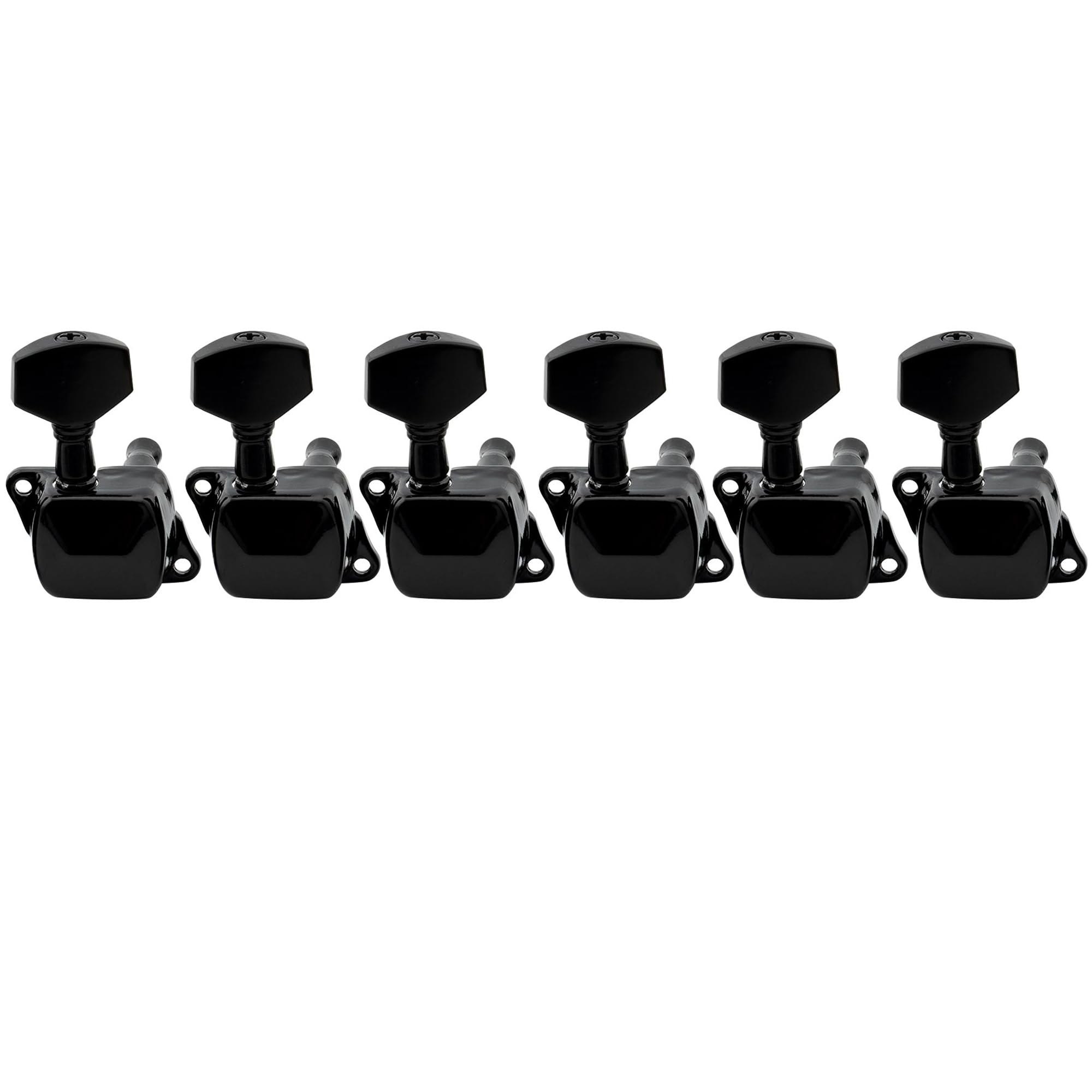 Musiclily 6 in Line Semi-Sealed Guitar Tuners Tuning Pegs Keys Machine Heads Set for Strat Squier Style Electric Guitar, Black