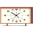 NEWGATE 'Wideboy' Retro Inspired Rectangular Alarm Clock in a Soft matt Silicone. with Silent Sweep Movement. Ideal for mantels, Tables and desks (Orange Case, Cream Dial)