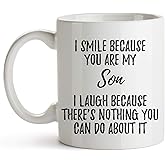 YouNique Designs Funny Dad to Son Gifts, Best Son Ever Mug, 11 Ounces (White)