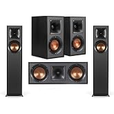 Klipsch Reference R-610F 5.0 Home Theater Pack, 2X - Floorstanding Speakers + Pair, 41M Bookshelf, 52C Center Channel Speaker, Black