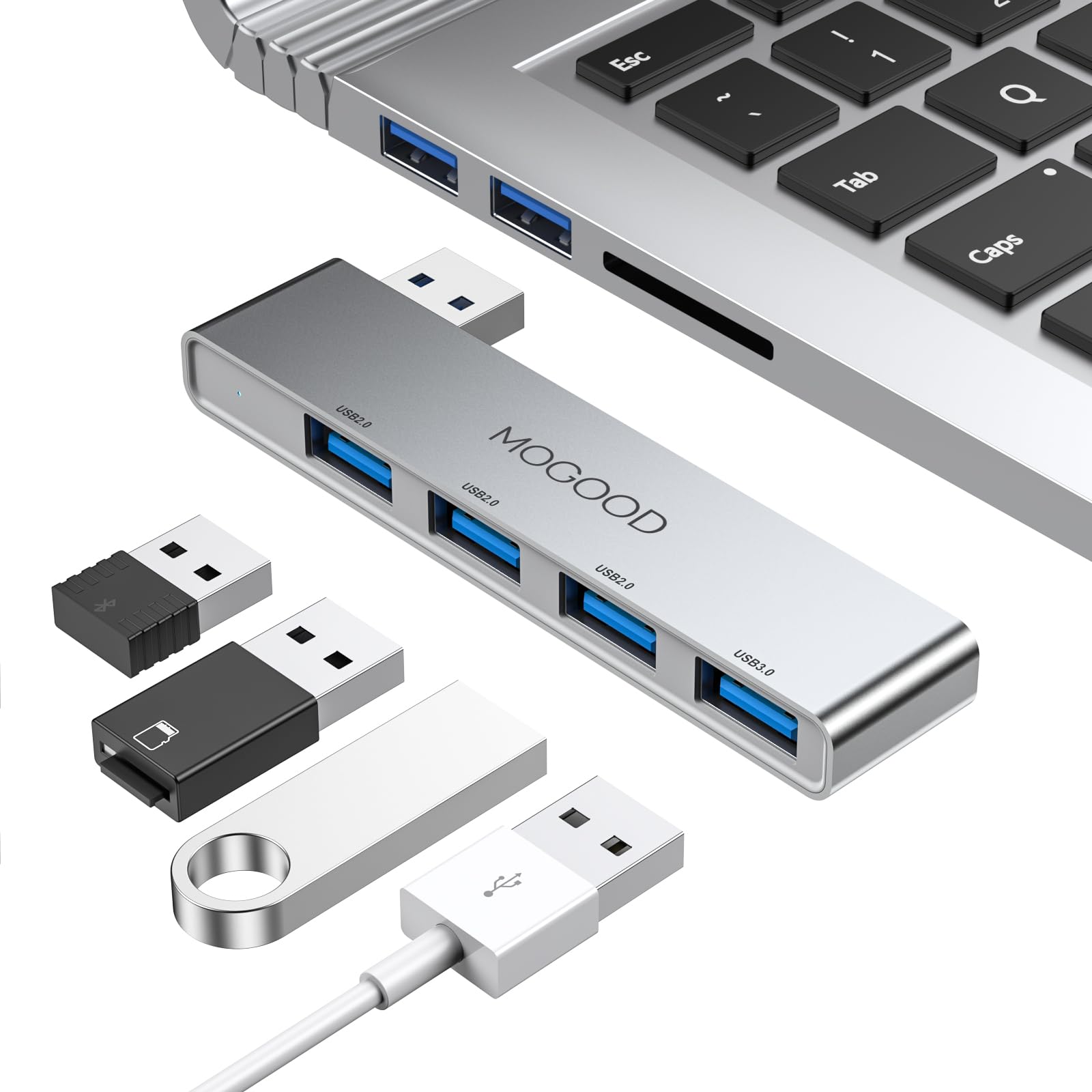 MOGOOD USB 3.0 Splitter Ultra-Slim Data Hub - Multi Port Expander for Laptop, Windows PC, Mac, Printer, Flash Drive, Mobile HDD