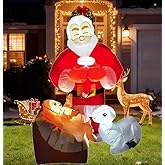 Christmas Inflatables Nativity Scene with Baby Jesus,5FT Lighted Birth of Jesus Outdoor Inflatable Santa Claus Sheep Celebrated,Religious Xmas Blow Up Yard Decorations for Holiday Family Party