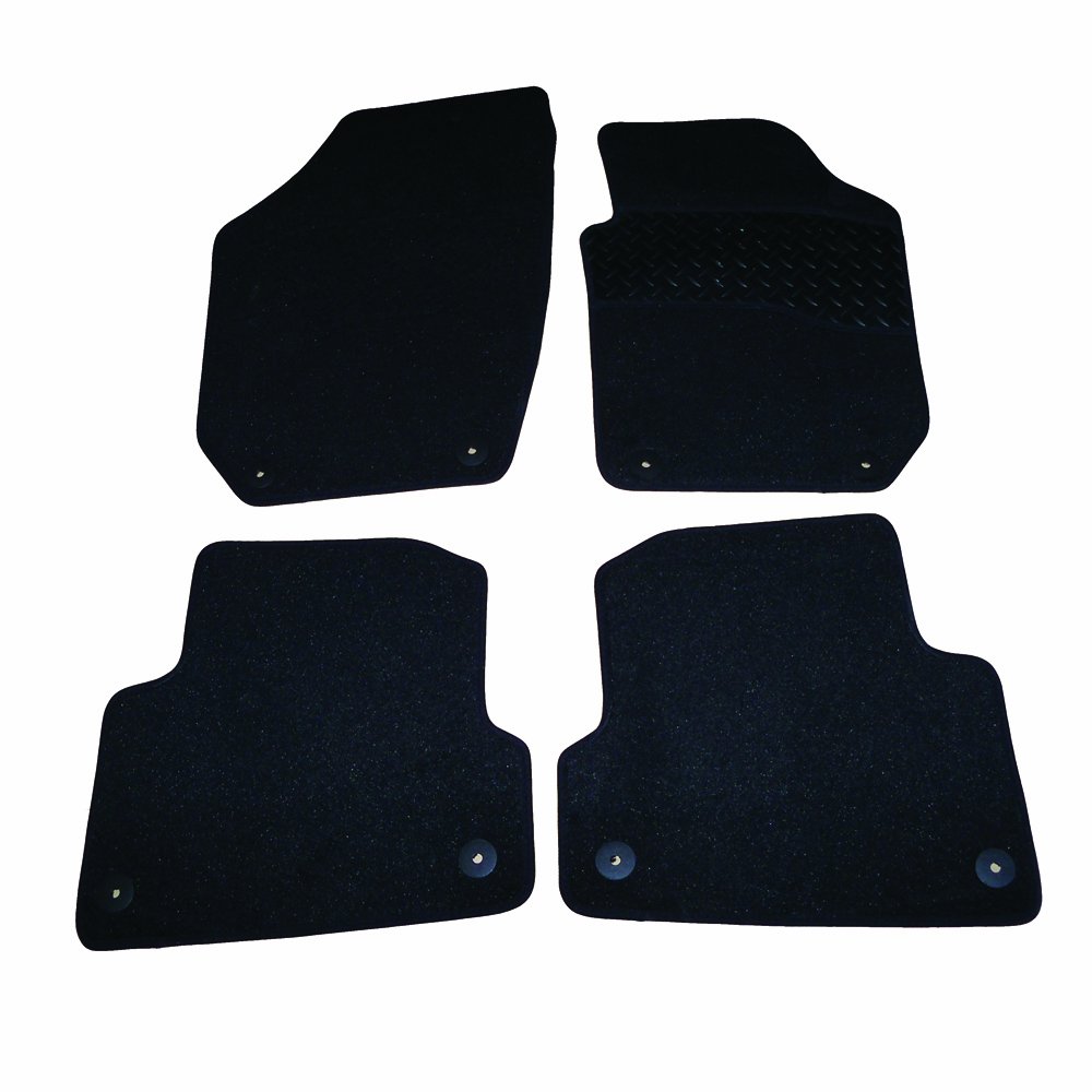 Sakura Carpet with Rubber Heelpad Mat Set for Skoda Fabia 07 Onwards- Black