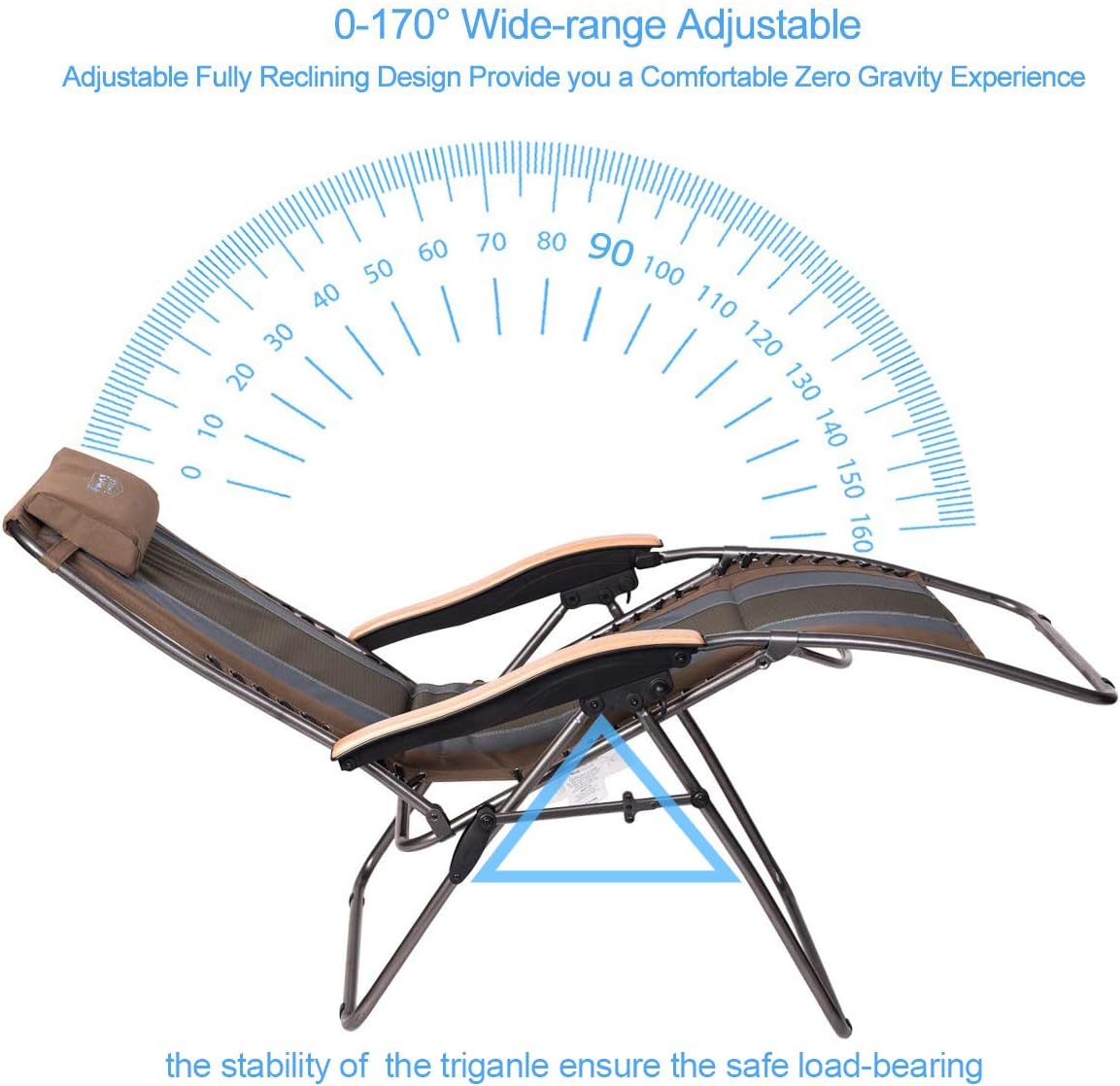 Timber Ridge Zero Gravity Chair Oversized Recliner Padded Folding Patio Lounge Chair 350lbs Capacity Adjustable Lawn Chair with Cup Holder, Headrest, for Outdoor, Camping, Patio, Lawn : Garden & Outdoor