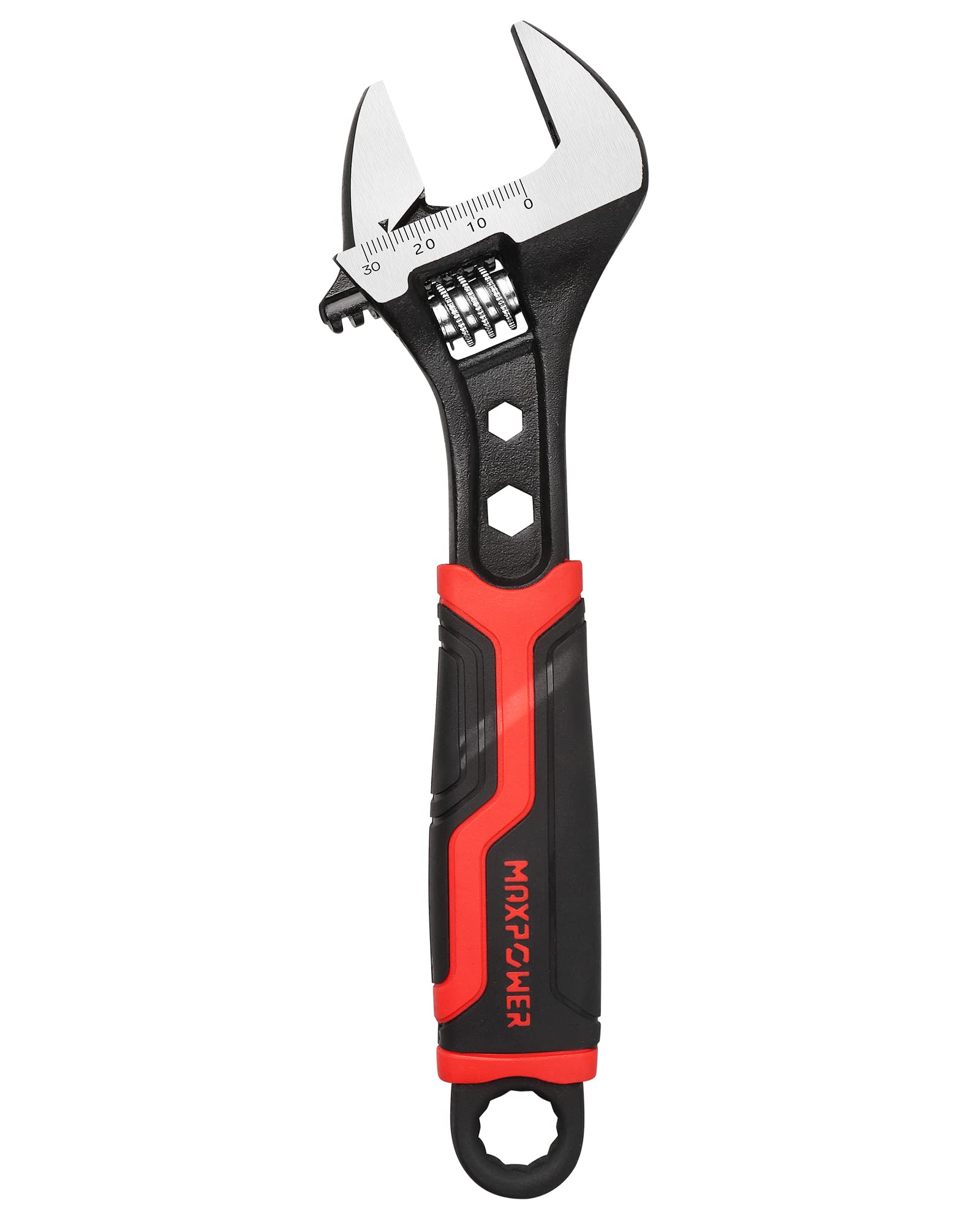 MAXPOWER Soft-Grip Adjustable Wrench 200mm (8inch) - MAX Opening 30mm Capacity Spanner, 3-in-1 Multipurpose Wrench