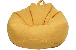 WAQIA Stuffed Animal Storage Bean Bag Chair Cover (No Filler) - Stuffable Zipper Beanbag Cover-Cotton Linen Memory Foam Beanbag Replacement Cover for Adults and Kids Without Filling