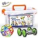 MOJO MAGS - Magnetic Blocks 66 PCS - Magnetic Tiles / Building Toys for Kids or Toddlers - Packed in a Plastic Box - Includes Booklet and Pair of Wheels