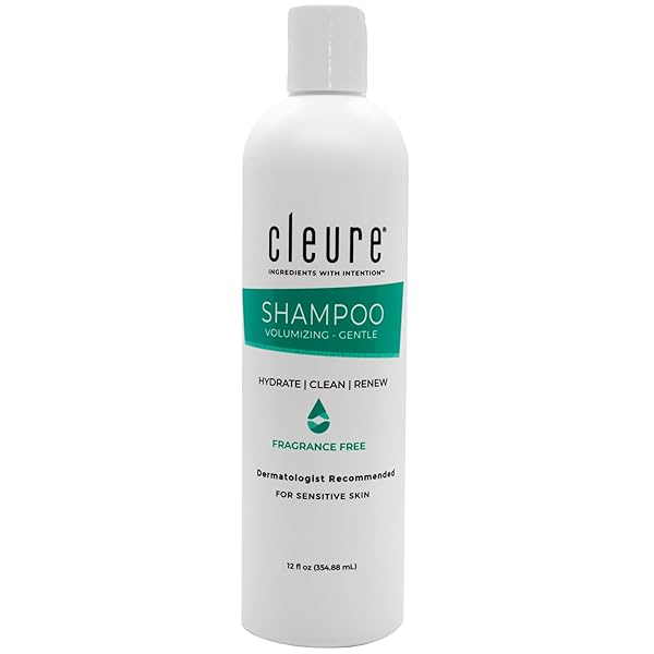 CLEURE HYPOALLERGENIC VOLUMIZING SHAMPOO FOR SENSITIVE SKIN – FRAGRANCE FREE, SLS FREE & PARABEN FREE (12 OZ, PACK OF 1)