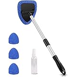 AstroAI Car Window Cleaner, 4 Reusable and Washable Microfiber Pads, Windshield Cleaning Wand Tool with Telescopic and Extend