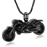 Yinplsmemory Motorcycle Urn Necklace for Ashes for Women Men Stianless Steel Cremation Jewelry Motorcycle Harley Keepsake Urn Jewelry