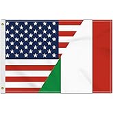 2×3 FT Italy USA Friendship Flag, Medium 60×90CM 150D Italian Outdoor Banner,Double Side Printing American Decor For Patio Garden With Brass Gromment