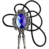 Moranse Bolo Tie Natural Colors Stone Western Celtic Style Genuine and Cowhide Rope