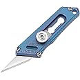 TACRAY Titanium Utility Mini Knife, Small Box Cutter with Retractable and Replaceable Blade for Multiple Cutting Tasks and EDC, comes with 2pcs of extra blades for replacement (Blue)