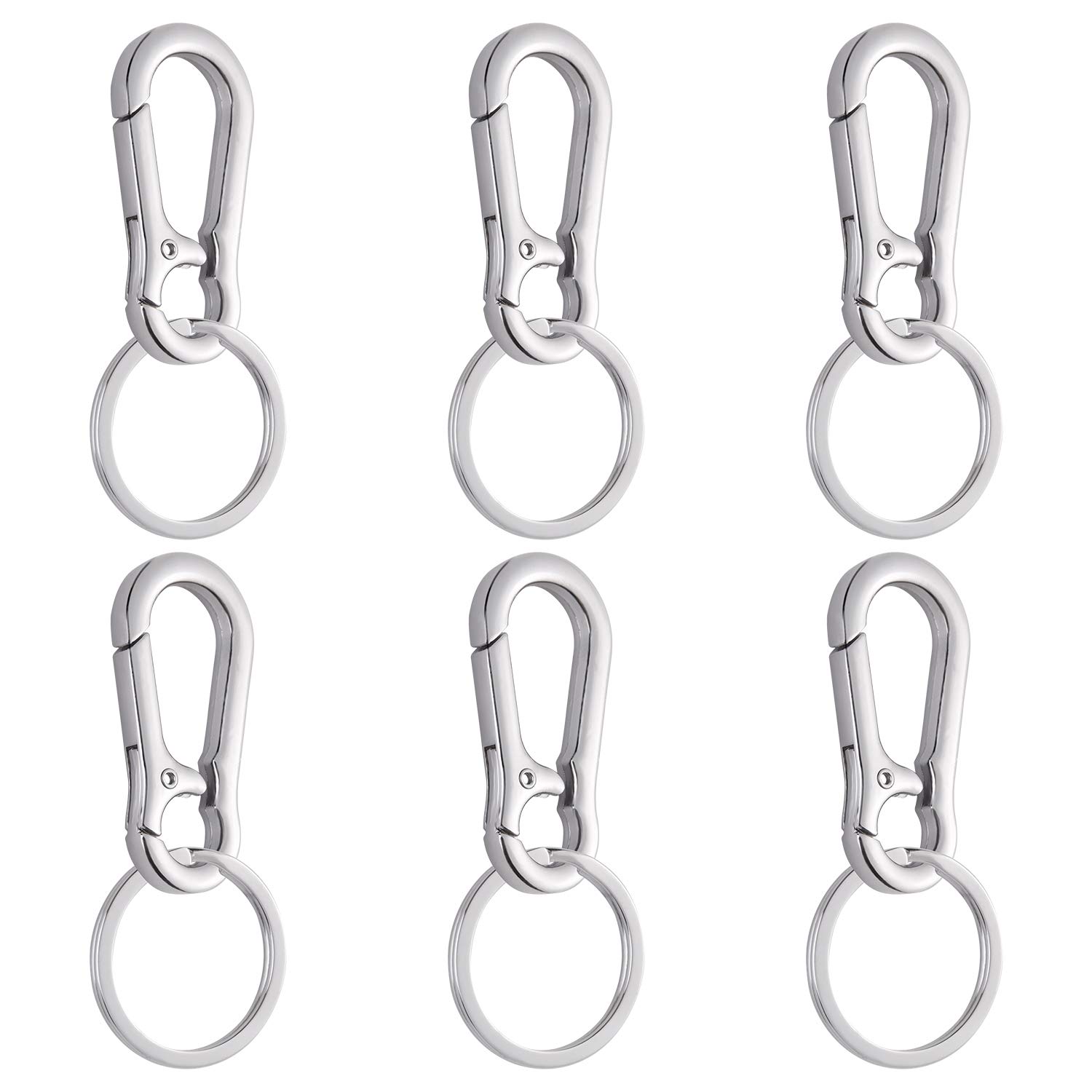 FEPITO 6 Pack Keychain, Metal Keyring Carabiner Clip Keyring，Keychains for Craft Lobster Clasps Swivel Clips Key Chain for Men