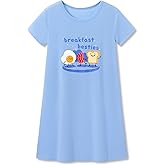 Topgal Teen/Little Girls Nightgown - Summer Short Sleeves Trendy Tie-Dye Butterfly Breakfast Nightdress Pajama Size 6-16