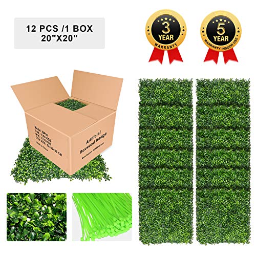 Grass Wall, 12PCS Artificial Boxwood Greenery Wall Panels Hedge UV