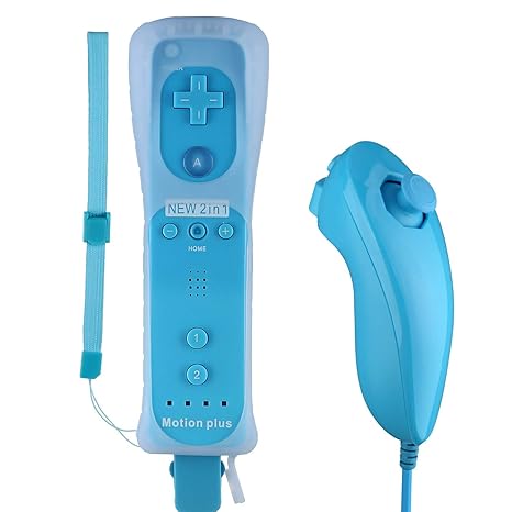 STOGA Wii Controller und Nunchuk Motion 2 in 1, Eingebauter Motion Plus Remote und Nunchuck Controller mit Silicon Case für N