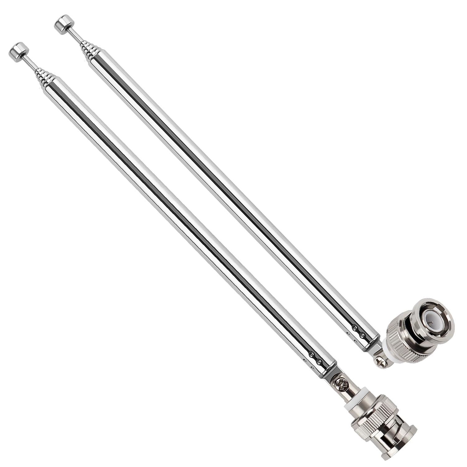 VooGenzek 2 PCS 75cm 7 Section Replacement Telescopic Aerial Antenna, DAB FM Antenna Replacement, Portable Radio Antenna, with BNC Connector, for DAB AM/FM Stereo Reception