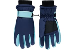 Haloumoning Kids Ski Gloves Waterproof Thermal Winter Warm Snow Snowboard Cycling Gloves for Boys Girls 3-15Y