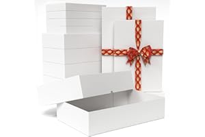 STYPOP 12 Pack Gift Boxes with Lids for Present - 6 Extra Large 17" (4" Deep) & 6 Large 14" (2" Deep) White Gift Boxes for Clothing Wrapping, Christmas
