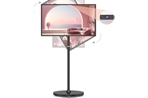 BISPRICO 27-Inch Portable Smart TV on Wheels with Touch Screen Monitor |8G RAM +128G Storage |8-core CPU Qualcomm |Built-in 6-8H Battery |8MP Webcam | Android 13 OS | Full Swivel Rotation | Remote Control Grey