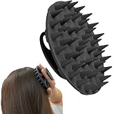 One-piece Silicone Scalp Massager Shampoo Brush Hair Wash Scrubber, Black | INNERNEED Soft Bristles Scrub Head Scratcher, Head Massage Stress Relax, Wet &amp; Dry Use for Thick Thin Curly Hair Care